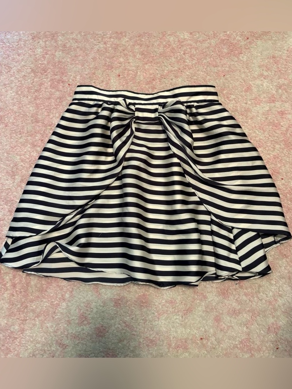 H&M Navy and White Striped  Skirt with Front Bow Detail